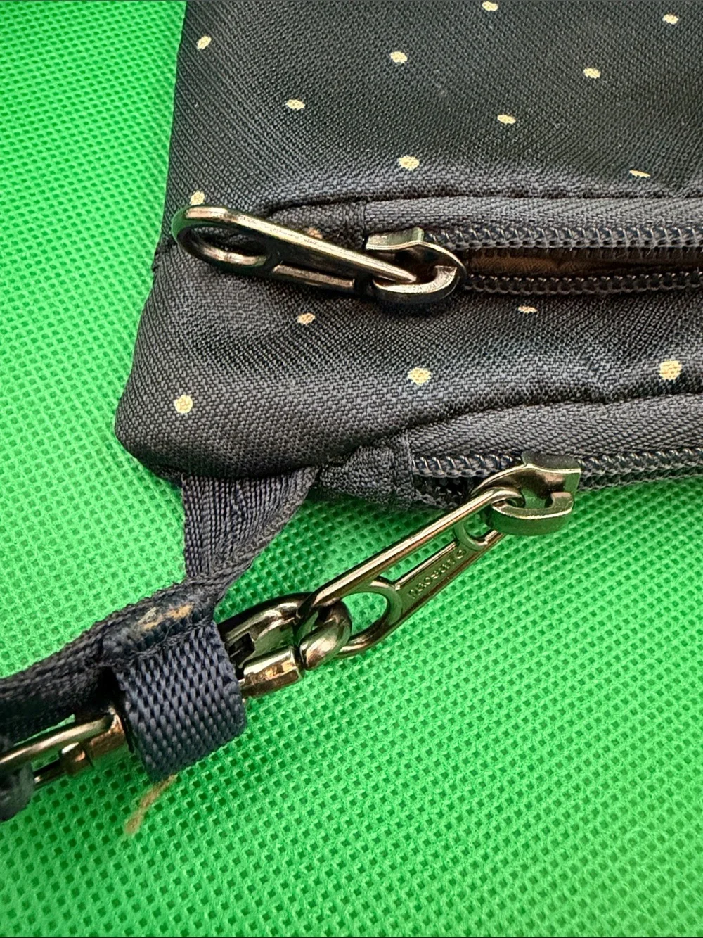 Crossbody Sling Bag - Navy with Gold Dots